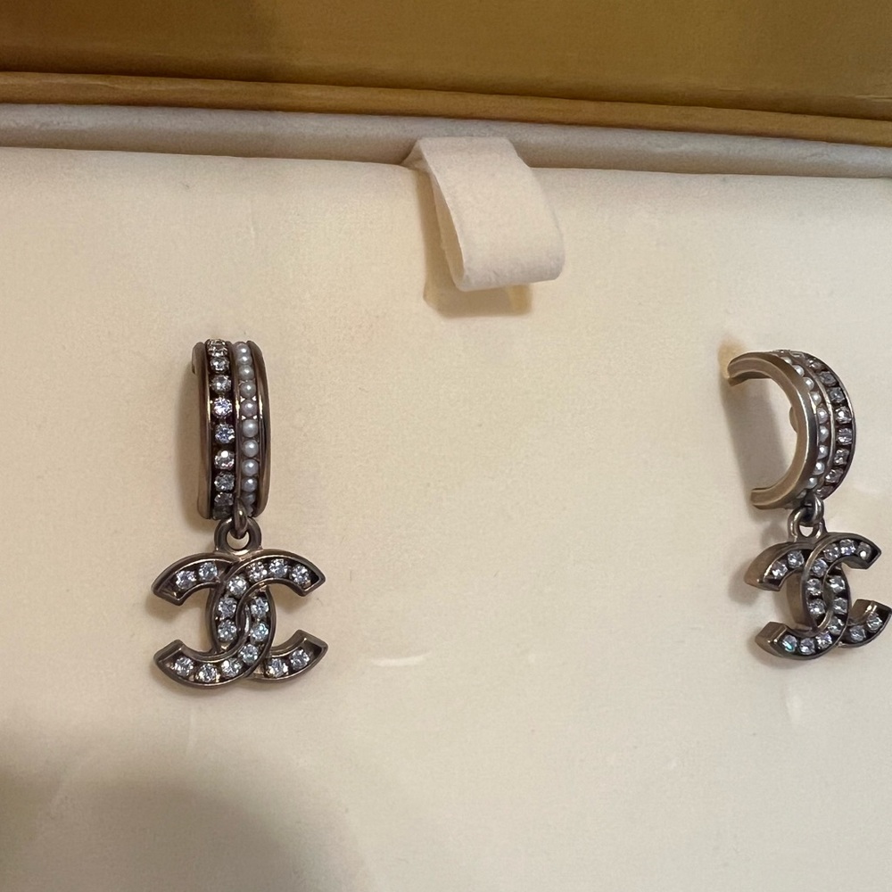 Chanel Crystal CC Drop Earrings